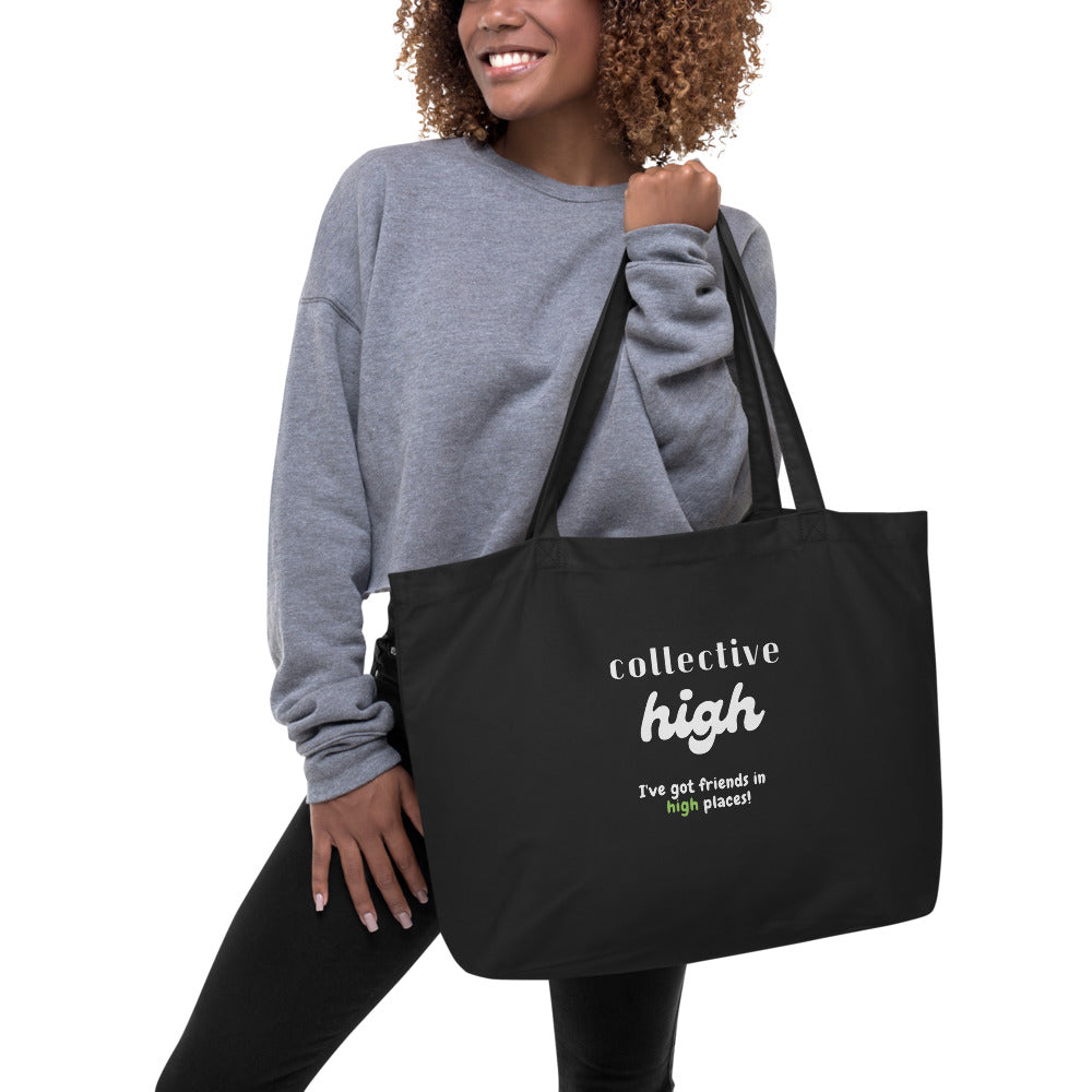 High with Friends Large organic tote bag